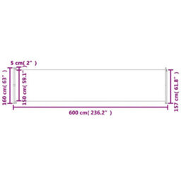 Walplus Patio Retractable Side Awning Garden Sun Shade Canopy Gazebo For Back Door, Porch, Patio 600X160 Cm Cream - thumbnail 9