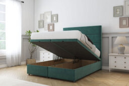 "Sloomy Texas Emerald Plush Ottoman Bed Base With 26"" Strutted Headboard 5' King" - thumbnail 2