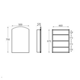 Homestylestore 500 X 750mm Wall Mounted Mirrored Door Bathroom Cabinet - thumbnail 2