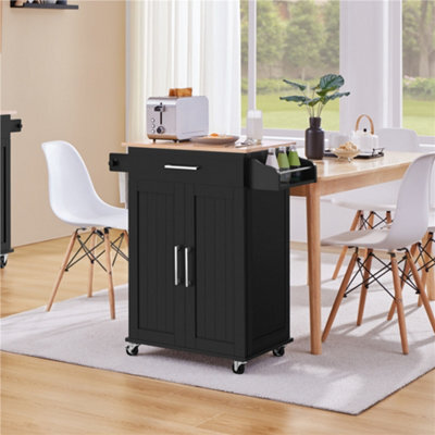Yaheetech Black Rolling Kitchen Island Cart With Spice Rack Storage And Drawer - image 1