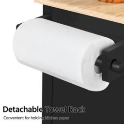 Yaheetech Black Rolling Kitchen Island Cart With Spice Rack Storage And Drawer - thumbnail 4