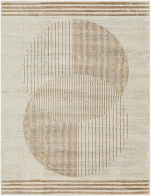 Livabliss Floransa-Geometric Brown Grey Blue Modern Living Dining Bedroom Rug 120 X 170 Cm Easy Care, Non Shedding - image 1