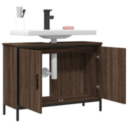 Berkfield Bathroom Sink Cabinet Brown Oak 80X30X60 Cm Engineered Wood - thumbnail 4