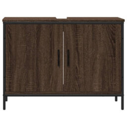 Berkfield Bathroom Sink Cabinet Brown Oak 80X30X60 Cm Engineered Wood - thumbnail 5