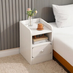 1 Drawer Modern Bedside  Cabinet Bedroom Furniture Storage Nightstand Shelf - thumbnail 4