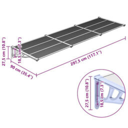 Walplus Door Canopy Grey And Transparent 297.5X90 Cm Polycarbonate - thumbnail 6