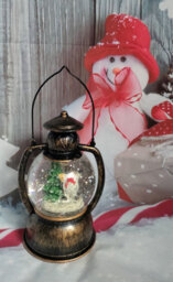 Premier Decorations Limited Snowman Christmas Water Spinner Lantern With Warm White Led Light Swirling Lamp - thumbnail 3
