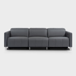 Valencia Isla Modern Top Grain Leather Reclining Three Seats Sofa Charcoal Grey Stainless Steel Leg Power Recliner - thumbnail 6