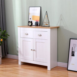 Furniturehmd Sideboard With 2 Doors 2 Drawers Storage Cabinet Cupboard For Living Room,kitchen White And Oak - thumbnail 2