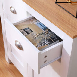 Furniturehmd Sideboard With 2 Doors 2 Drawers Storage Cabinet Cupboard For Living Room,kitchen White And Oak - thumbnail 4