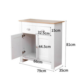 Furniturehmd Sideboard With 2 Doors 2 Drawers Storage Cabinet Cupboard For Living Room,kitchen White And Oak - thumbnail 6