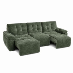 Furnishings For Less UK Drayton Green Electric Sofa Bed 3 Seater With Power Sliding Seats - thumbnail 1
