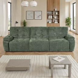Furnishings For Less UK Drayton Green Electric Sofa Bed 3 Seater With Power Sliding Seats - thumbnail 2