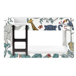 Julian Bowen Safari Single Bunk Bed White With Animal Theme, Left Hand Ladder, Sleeps 2, Wood, Height: 120.5 X Width: 101.1 X Depth: 207.5Cm - thumbnail 3