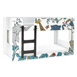 Julian Bowen Safari Single Bunk Bed White With Animal Theme, Left Hand Ladder, Sleeps 2, Wood, Height: 120.5 X Width: 101.1 X Depth: 207.5Cm - thumbnail 2