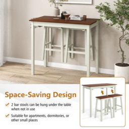 Costway 3-Piece Bar Table Set Kitchen Counter Height Pub Table W/bar Stools Space-Saving - thumbnail 8