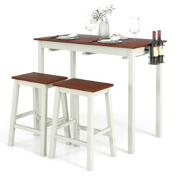 Costway 3-Piece Bar Table Set Kitchen Counter Height Pub Table W/bar Stools Space-Saving - thumbnail 2