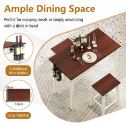 Costway 3-Piece Bar Table Set Kitchen Counter Height Pub Table W/bar Stools Space-Saving - thumbnail 6