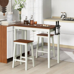 Costway 3-Piece Bar Table Set Kitchen Counter Height Pub Table W/bar Stools Space-Saving - thumbnail 1