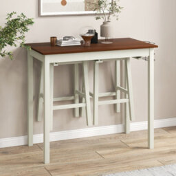 Costway 3-Piece Bar Table Set Kitchen Counter Height Pub Table W/bar Stools Space-Saving - thumbnail 4