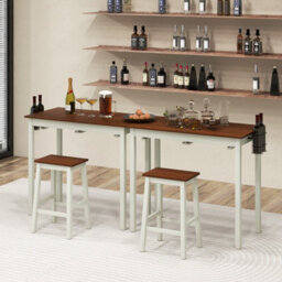 Costway 3-Piece Bar Table Set Kitchen Counter Height Pub Table W/bar Stools Space-Saving - thumbnail 5
