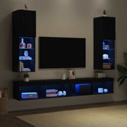 Berkfield Modern Led Tv Cabinet 2 Pcs Black Oak 30,5X30X102 Cm Engineered Wood - thumbnail 4