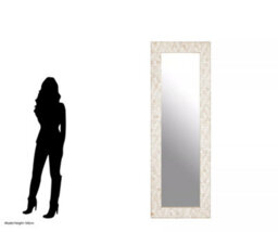Orsina Boho Rectangular Wall Mirror, Whitewash Teak Wood Mosaic Frame, Subtle Accent Mirror For Living Room - thumbnail 8