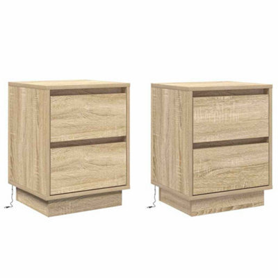 Berkfield Modern Bedside Cabinets With Led Lights 2 Pcs Sonoma Oak 39X34.5X50 Cm - image 1