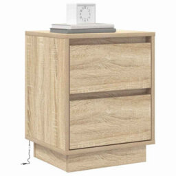 Berkfield Modern Bedside Cabinets With Led Lights 2 Pcs Sonoma Oak 39X34.5X50 Cm - thumbnail 3