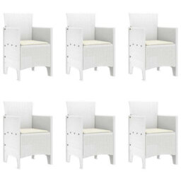 Berkfield Garden Dining Set 7 Pcs White Polt Rattan - thumbnail 5