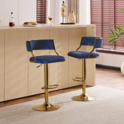 2 x Blue Bar Stools Thick Corduroy Barstools - thumbnail 3