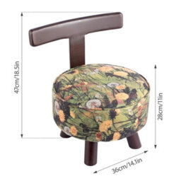 Dandelion Vintage Makeup Stool Wooden Leg Low Back Chair For Bedroom Dressing Table - thumbnail 2