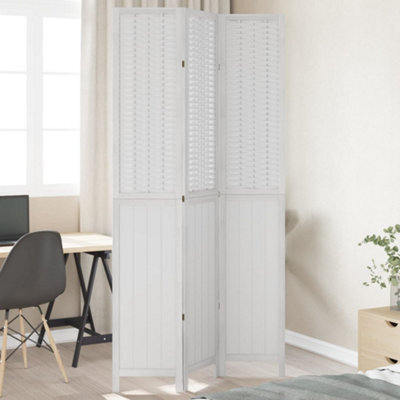 Vidaxl Room Divider 3 Panels White Solid Wood Paulownia - image 1