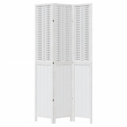Vidaxl Room Divider 3 Panels White Solid Wood Paulownia - thumbnail 4