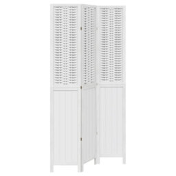 Vidaxl Room Divider 3 Panels White Solid Wood Paulownia - thumbnail 2