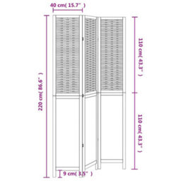 Vidaxl Room Divider 3 Panels White Solid Wood Paulownia - thumbnail 3