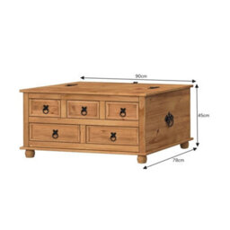 Mercers Furniture Corona 5 Drawer Storage Chest Blanket Box Coffee Table Antique Wax Solid Wood Mexican Pine Wooden - thumbnail 4