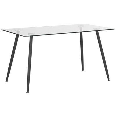Beliani Dining Table Midland Black 140 Cm 80 Cm Tempered Glass - image 1