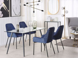 Beliani Dining Table Midland Black 140 Cm 80 Cm Tempered Glass - thumbnail 2