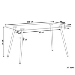 Beliani Dining Table Midland Black 140 Cm 80 Cm Tempered Glass - thumbnail 3
