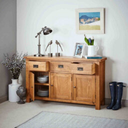 Zelah Oak Large Sideboard Cabinet Fully Assembled - By Roseland Furniture - thumbnail 5