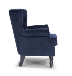Velvet Navy Blue Accent Wingback Chair - thumbnail 5
