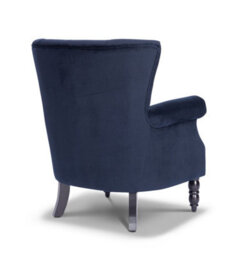 Velvet Navy Blue Accent Wingback Chair - thumbnail 6