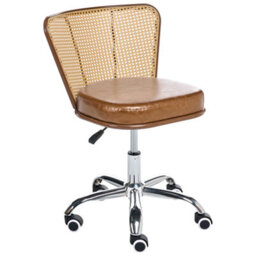 Beliani Desk Chair Roswell Faux Leather Brown - thumbnail 1