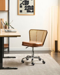 Beliani Desk Chair Roswell Faux Leather Brown - thumbnail 2