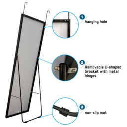 Probaty Bathrooms Full Length Mirror,160X50Cm,minimalist Modern Black Framed,hanging Or Leaning,bedroom, Living Room, Cloakroom - thumbnail 4