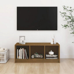 Berkfield Tv Cabinet Honey Brown 104X33X41 Cm Solid Pinewood - thumbnail 3