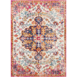 Livabliss Harput-Vintage Blue Orange Yellow Grey Traditional Boho Living Dining Bedroom Rug 200 X 275 Cm Easy Care, Non Shedding - thumbnail 1