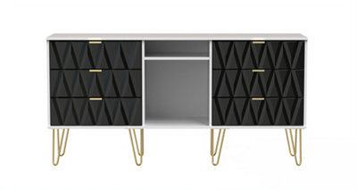 Dallas 6 Drawer Sideboard In Deep Black & White (Ready Assembled) - image 1