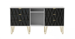 Dallas 6 Drawer Sideboard In Deep Black & White (Ready Assembled) - thumbnail 1